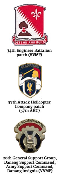 2 patches and 1 insignia for the Army
